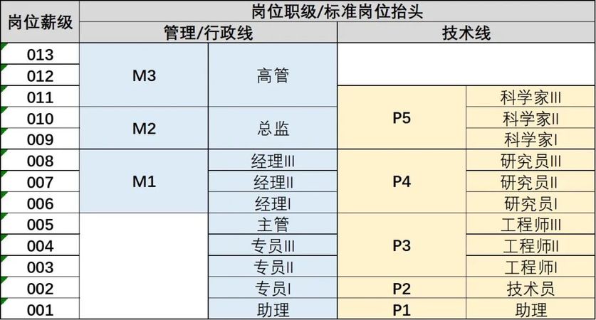 职务职级对应关系图图片